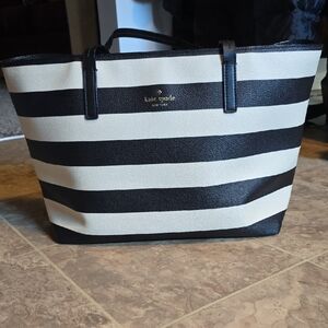 Kate Spade Black and Cream Striped Tote